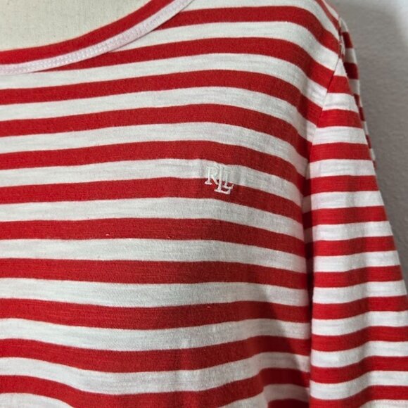 LAUREN RALPH LAUREN striped tie front t-shirt  Sz L - Picture 4 of 9